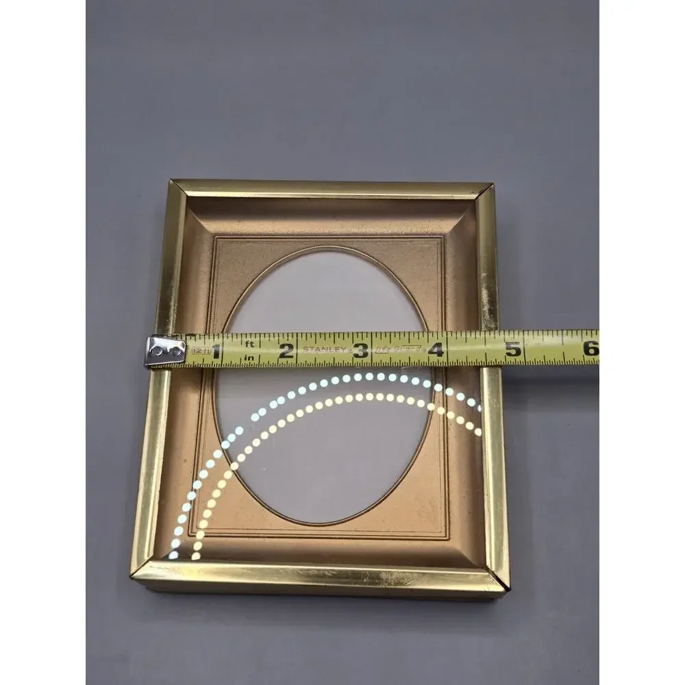 Vintage Brass Picture Frame Gold Tone Oval Mat Insert Mid Century Retro
